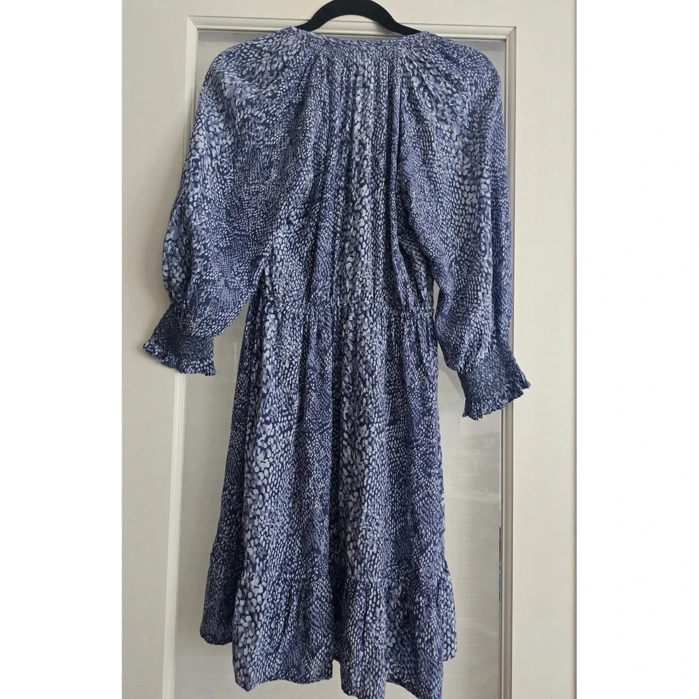 Rails Dress Eliza Navy Python‎ Print Blue White Long Sleeve Casual Mini Small
